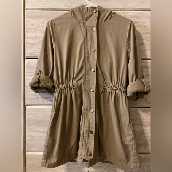 Forever 21 Hooded Utility Jacket; Dark Khaki - Picture 3 of 5